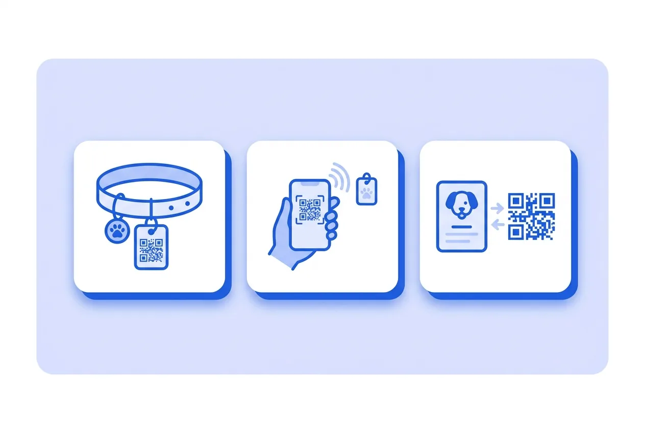 Illustration of this QR type in use: Pet tag.