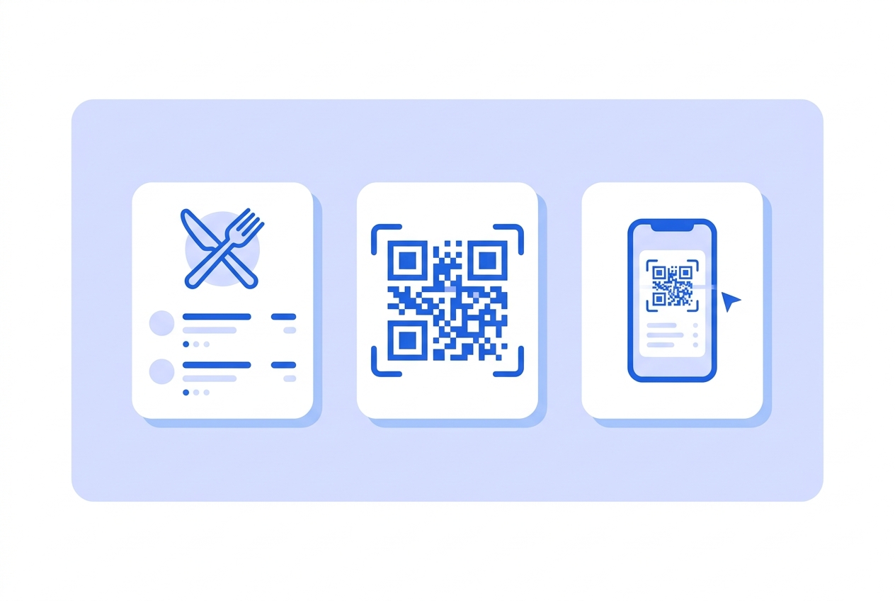 Illustration of this QR type in use: Restaurant menu.