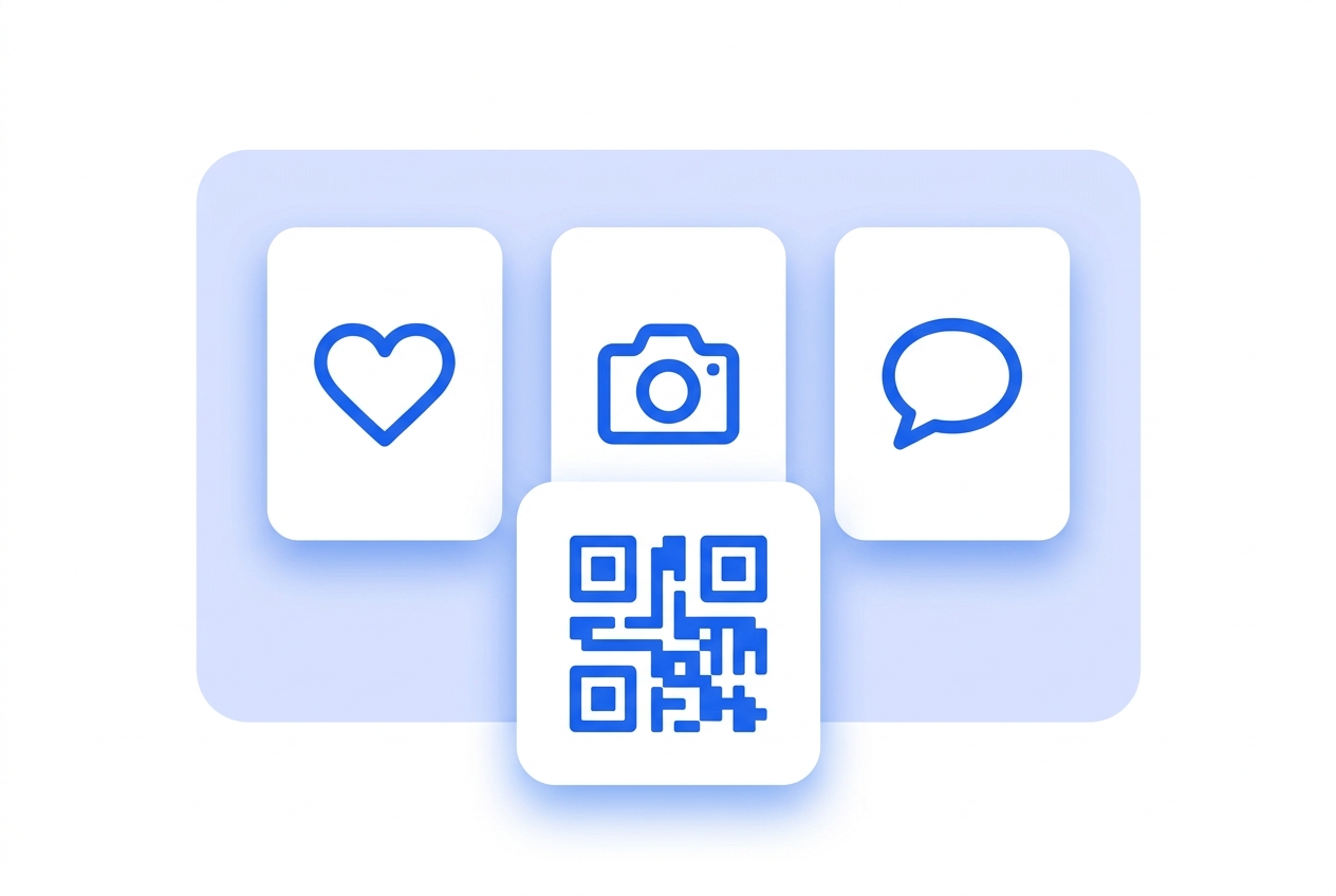 Illustration of this QR type in use: Social media.